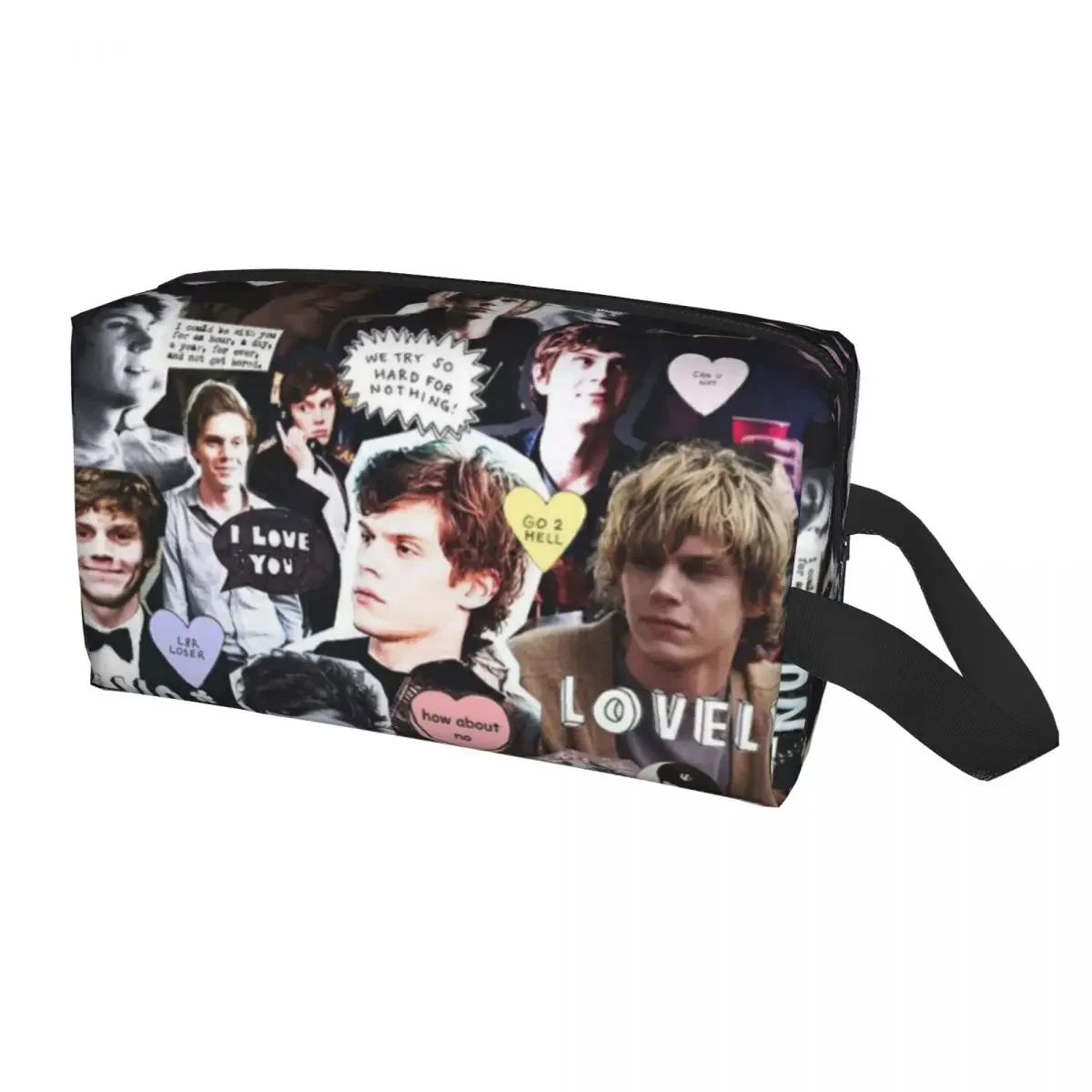 Actor Star Movie Evan Peters Cosmetic Bag Women Cute Large Capacity Makeup Case Beauty Storage Toiletry Bags