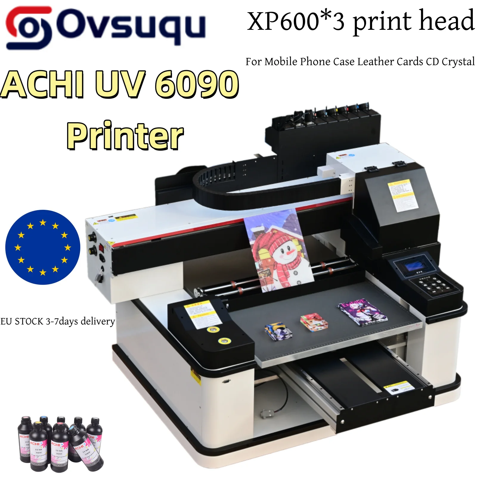

ACHI 6090 UV Printer with XP 600 Printerhead Varnish UV Printer Automatic LED Flatbed Printer for Bottle Wood Metal Printing