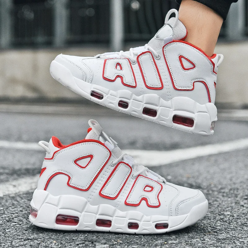 New Large-sized High-top Men's Shoes, Lightweight and Anti-slip Air Cushioned Sports Running Shoes, Casual Basketball Shoes