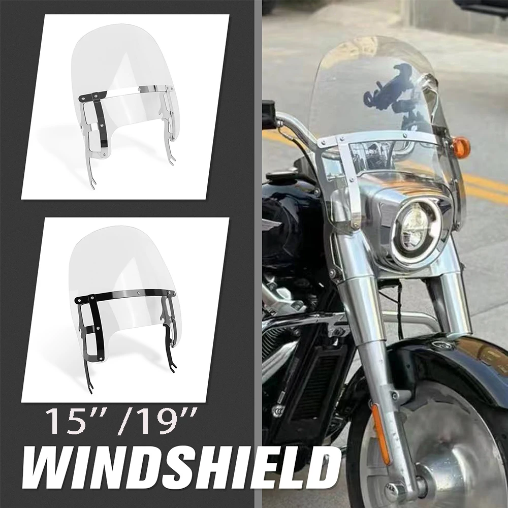 

Quick Release Touring Windshield Visor Windscreen Wind Shield Deflectors For Harley Softail Fatboy FLFB FLFBS 2018-2023 2022