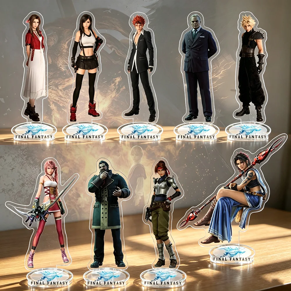 Final Fantasy VII FF7 Stand Figure Aerith Tifa Reno President Shinra Cloud Serah Barret Jessie Yuffie Acrylic Keychain Gift