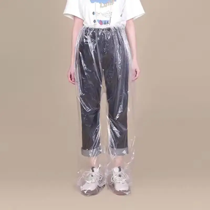 5-10Pcs Disposable Raincoat Pants Portable Splash Proof Split Raincoat Outdoor Travel Drifting Cycling Feet-wrapped Rain Pants