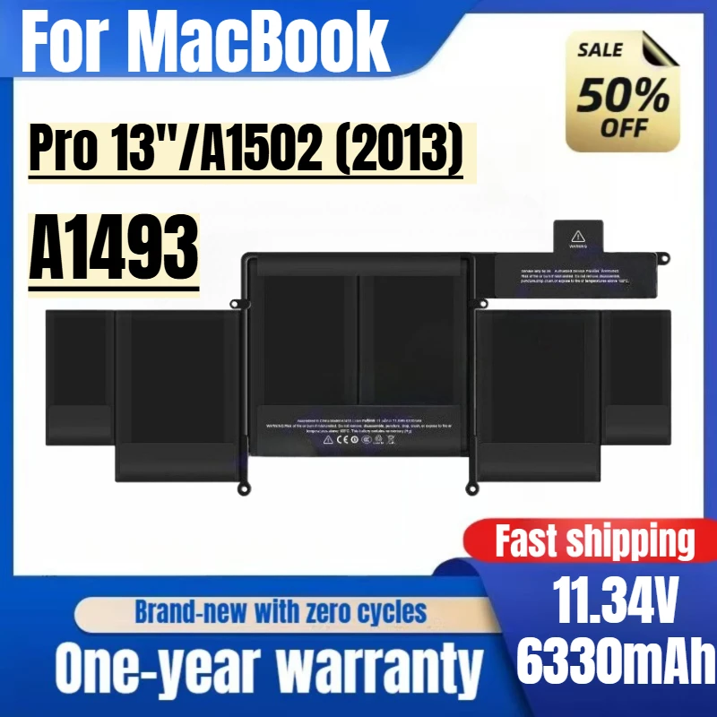 

Аккумулятор для MacBook Pro 13''/A1502 (2013) A1493, 0 циклов зарядки, высокое качество, высокая емкость, сменная батарея, элементы класса А