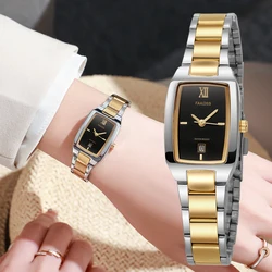 Relojes WWOOR para mujer, reloj de vestir pequeño resistente al agua de lujo para mujer, reloj de pulsera de cuarzo de acero inoxidable a la moda para mujer, reloj femenino