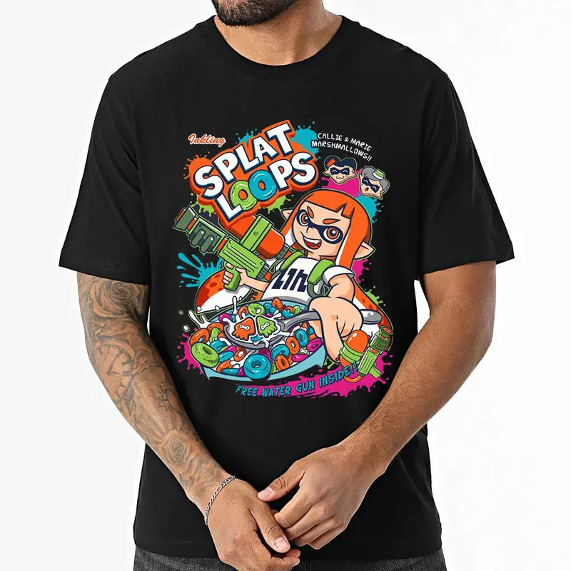 Cute Cartoon Videogame Splatoon Gift T Shirt for Gamer 1231 Short Sleeve Graphic Clothes 100% cotton Unisex Tee US Size S-6XL