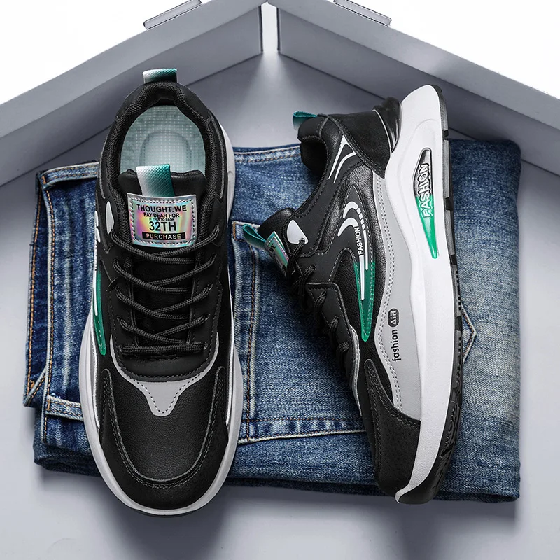 

Мужская спортивная обувь. Новый стиль уличных кроссовок с цветной круглой головкой. Модный низкий верх на шнуровке с плоским верхом.