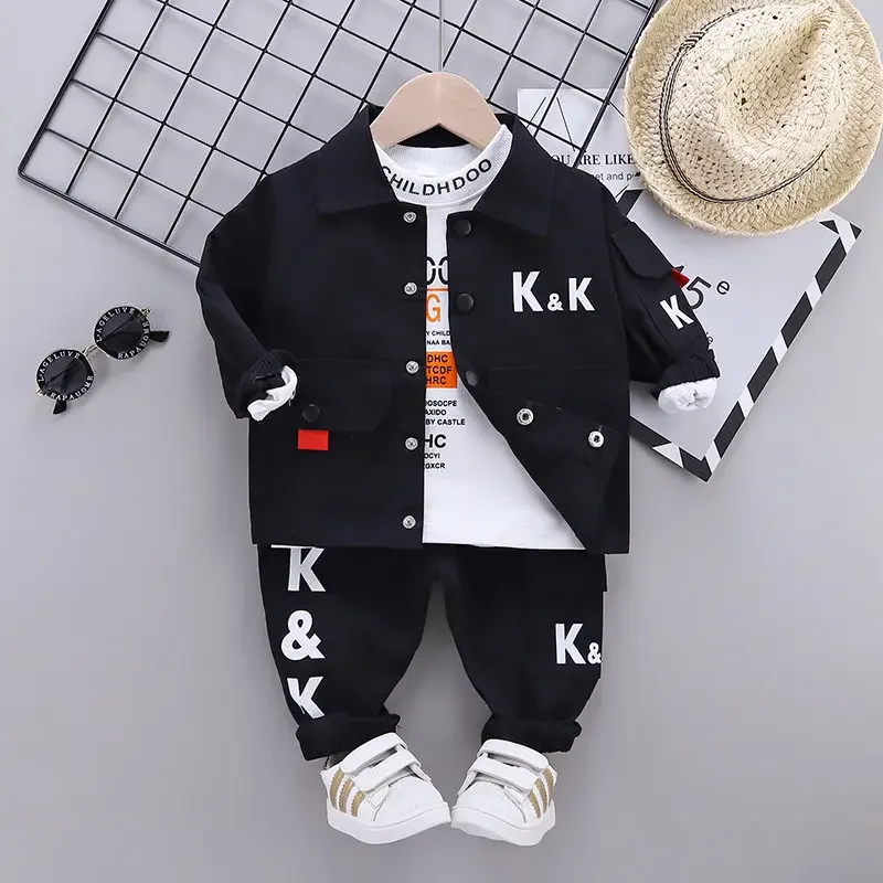 Autumn Children Clothes Kids Boys Jacket Suit T-Shirt Pants 3Pcs/sets Spring Kids Infant Clothing Toddler Sportswear 0-4 Years