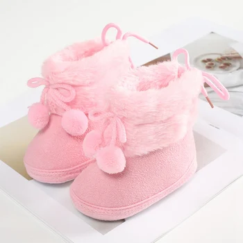 Baywell-Baby Girls' Fur Snow Boots, Criança, Meninos, Sapatos Quentes, Aconchegante, Infantil, Soft Sole, First Boots, 0-15 Meses, Inverno, Outono