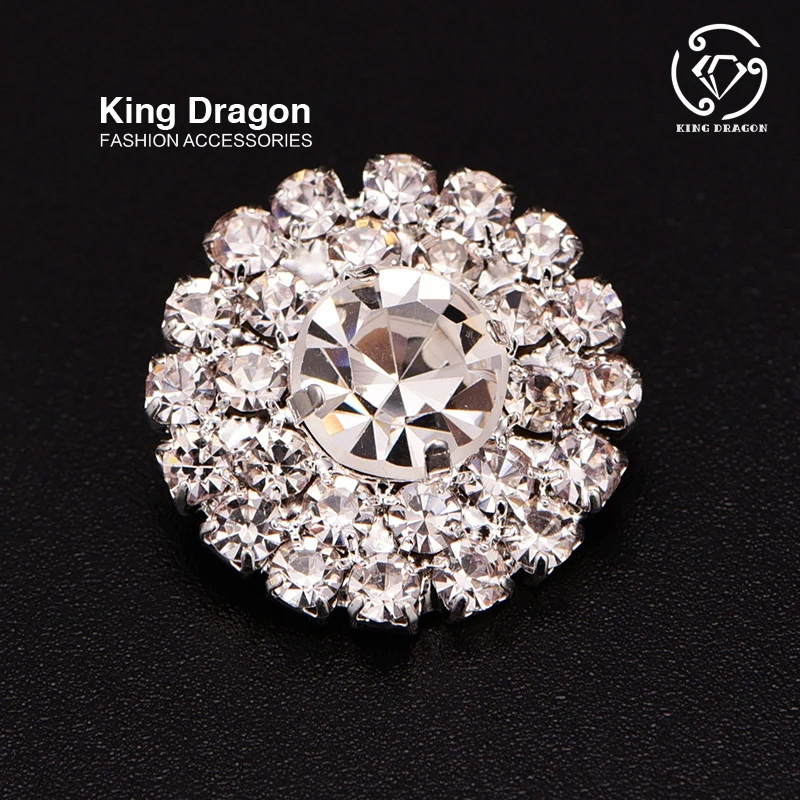 Clear Rhinestone Button Gebruikt Op Kledingstuk Decoratie Of Gebruikt Op Hoofdband 20Mm 20 Stks/partij Zilveren Kleur Shank Terug Knop winkel KD173