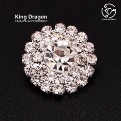 Clear Rhinestone Button Used On Garment Decoration Or Used On headband 20MM 20PCS/lot Silver Color Shank Back Button Shop KD173