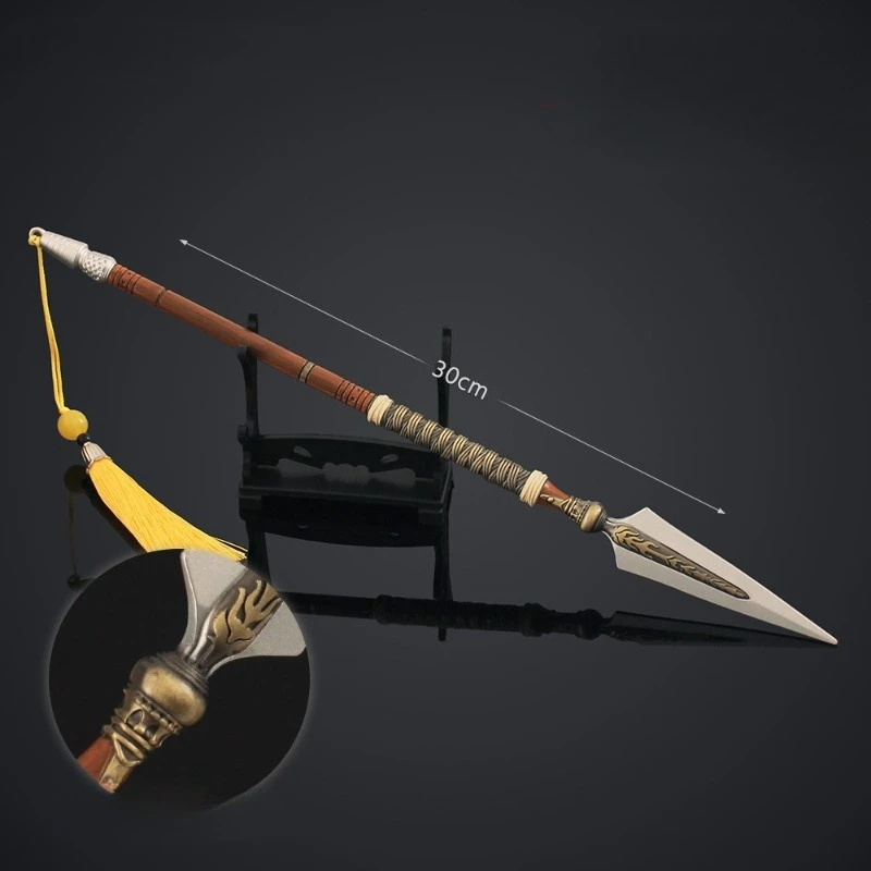 30cm/11.81in Diablo 2 게임 주변기기 대형 부활 창 모델 긴 총 장난감 컬렉션 입상 데스크탑 디스플레이
