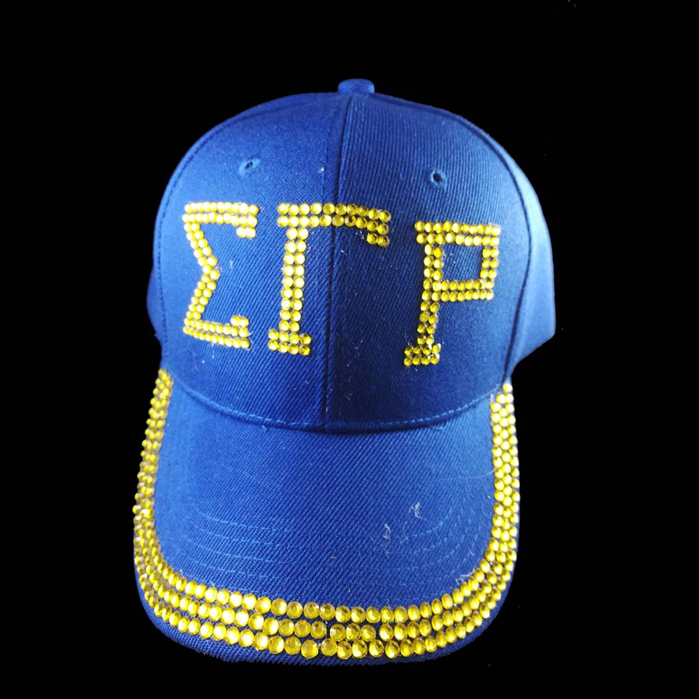 Wholesale crystal stone SGR Sorority letters style Glass denim caps women Rhinestone Hat