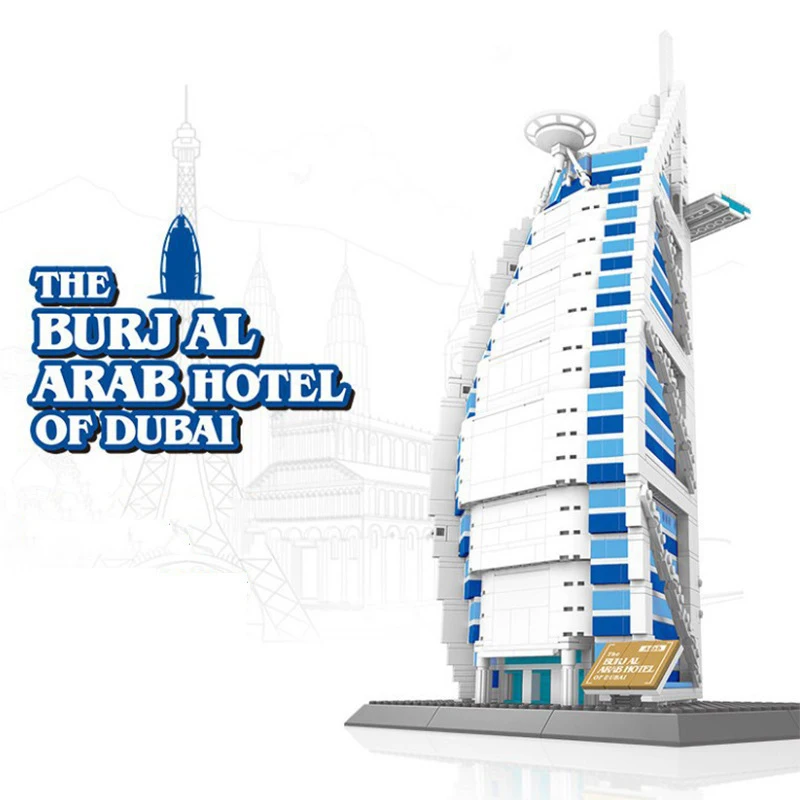 العمارة الحديثة العالمية الشهيرة الإمارات العربية المتحدة دبي برج العرب فندق الإبداعية بنة ألعاب الطوب البناء
