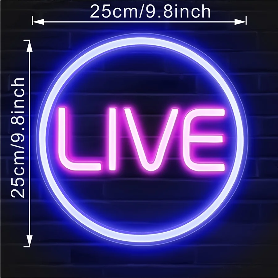 Vibrant LIVE Neon Sign - Customizable LED Lighting for Twitch, TikTok, and Gaming Streams - Perfect for Streamers and Gamers