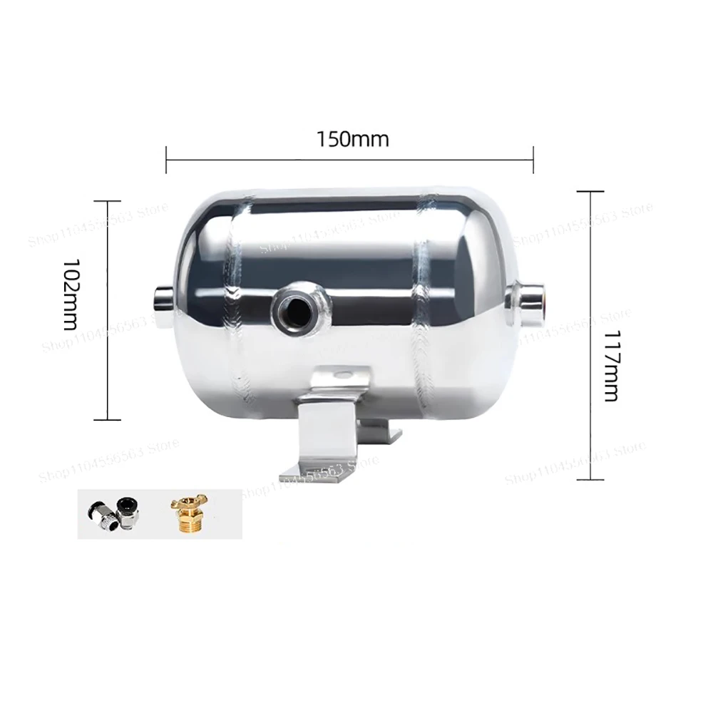 1L Mirror Polished 304 Stainless Steel Air Storage Tank | Pressure Buffer Tank | with 3× G1/4 Ports | Max. Pressure 1.25MPa