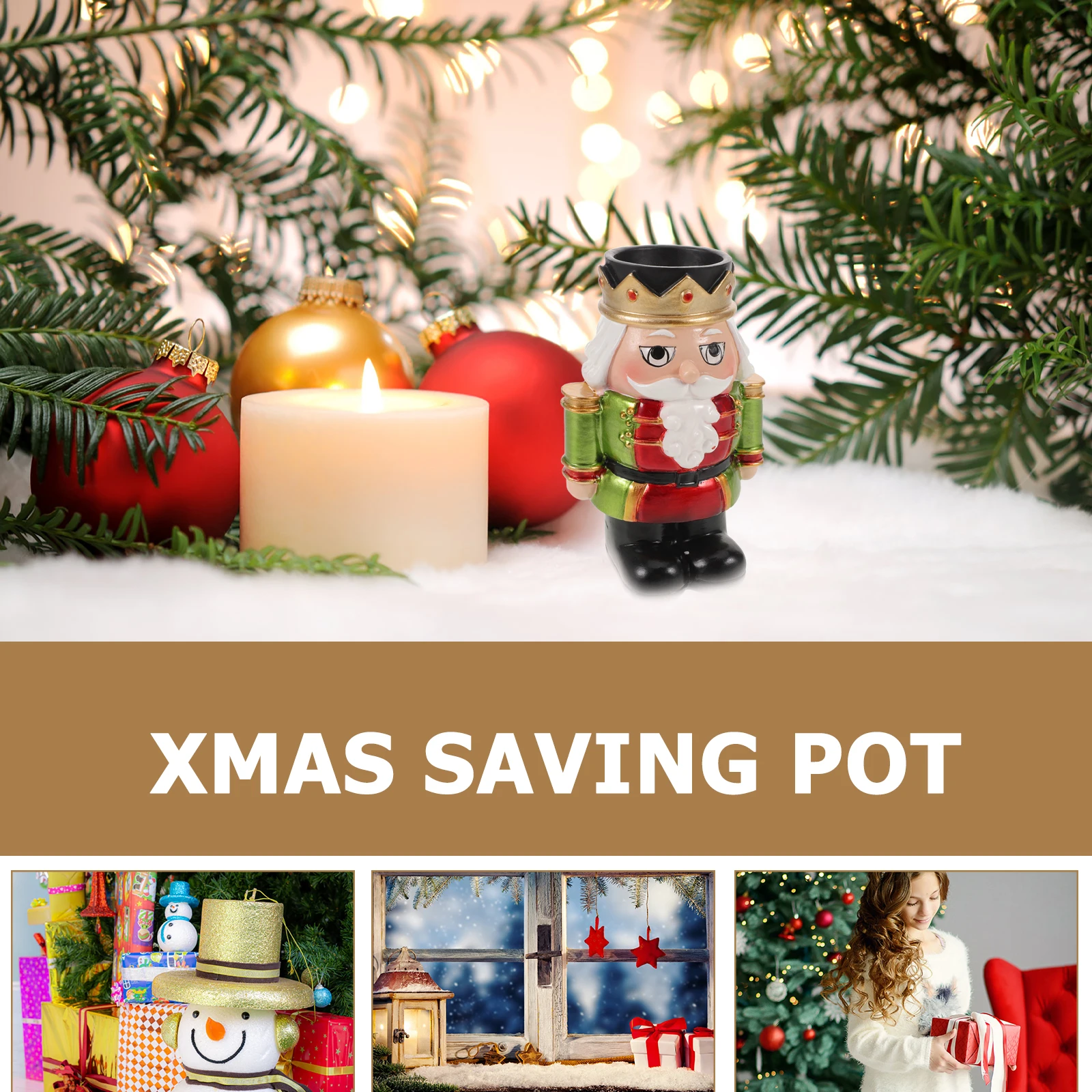 

Vintage Nutcracker Holder Christmas Taper Candlestick Resin Soldier Xmas Table Centerpiece Fireplace Decor