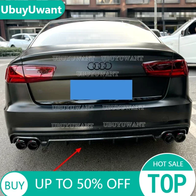 Für Audi A6 C7.5 Limousine Standard Stoßstange/S-Line Stoßstange C7.5 Avant PP Heckstoßstange Lippe Diffusor Auspuff Endrohr 2016-2018 S6 Stil