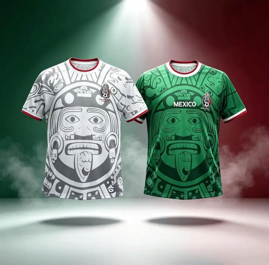 Mexico Aztec Sun Stone 3D Print T-Shirt Green Red National Emblem Breathable Quick-drying Cultural Casual Top Family Kids Tees