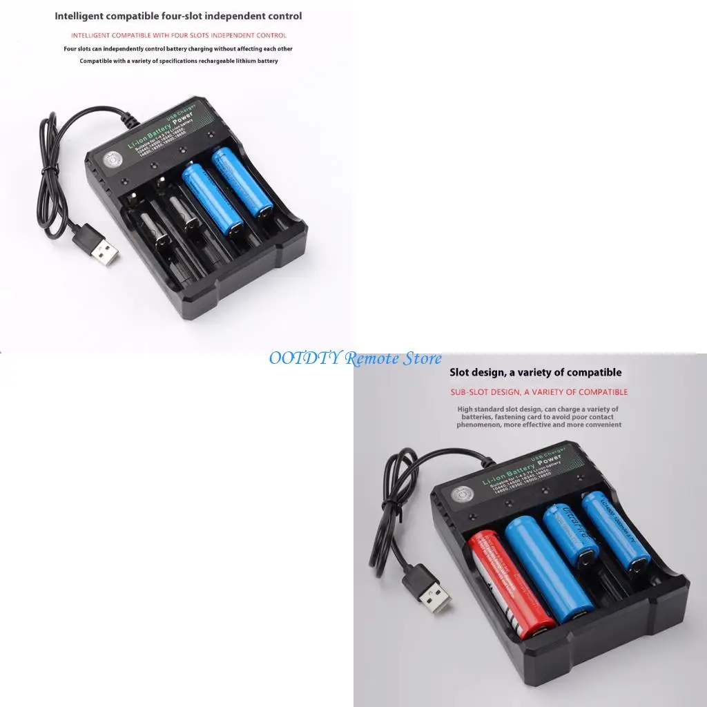 

18650 Lithium Battery Charging Adapter 4 Slot USB Intelligent Battery Holder For 10440
