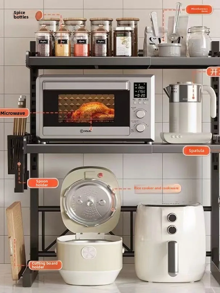 Kitchen Microwave Oven  Storages elves Retractable Multifunctional Burner Rice Cooker Utensil Holder Countertop Ra