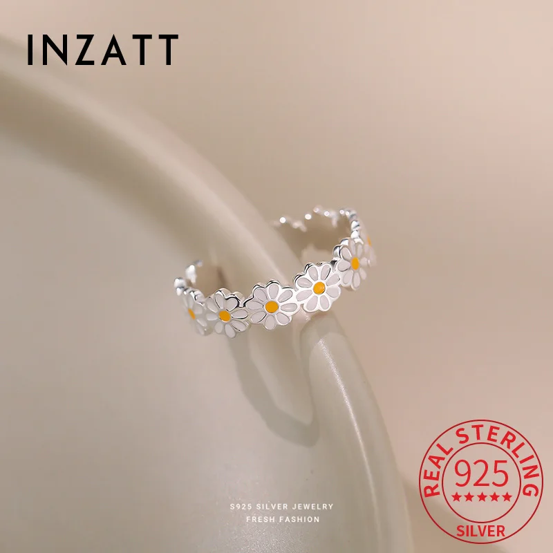

INZATT из натурального серебра 925 пробы с хризантемой и жемчугом, регулируемое кольцо для женщин, вечерние, милый цветок, ювелирные аксессуары, подарок