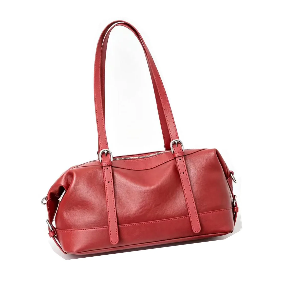 2026 New Genuine Leather Shoulder Bag Soft Cow Leather Top Handle Satchel Purse Vintage Cowhide Boston Handbag Women