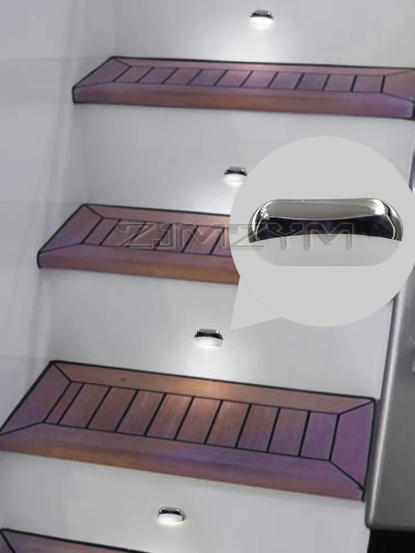 10PCS White LED Wall Light Step Stair Lamp 12V Courtesy Light IP67 Waterproof Corridor Lighting Lamp RV Marine Yacht Accessories