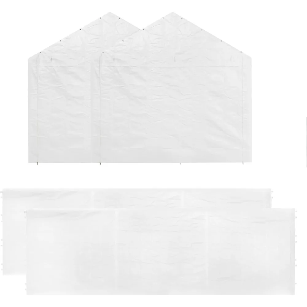 Carport Replacement Sidewall Tarp for 12×20, 8 Legs Carport Frame Tent Garage, White(Top and Frame Not Included)