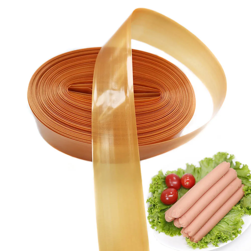 0.3-100M Brown Plastic Sausage Casing Width 32mm Meat Packing Tools Shell Meat Grinder Machine Fried Ham BBQ Kitchen Tools view 2