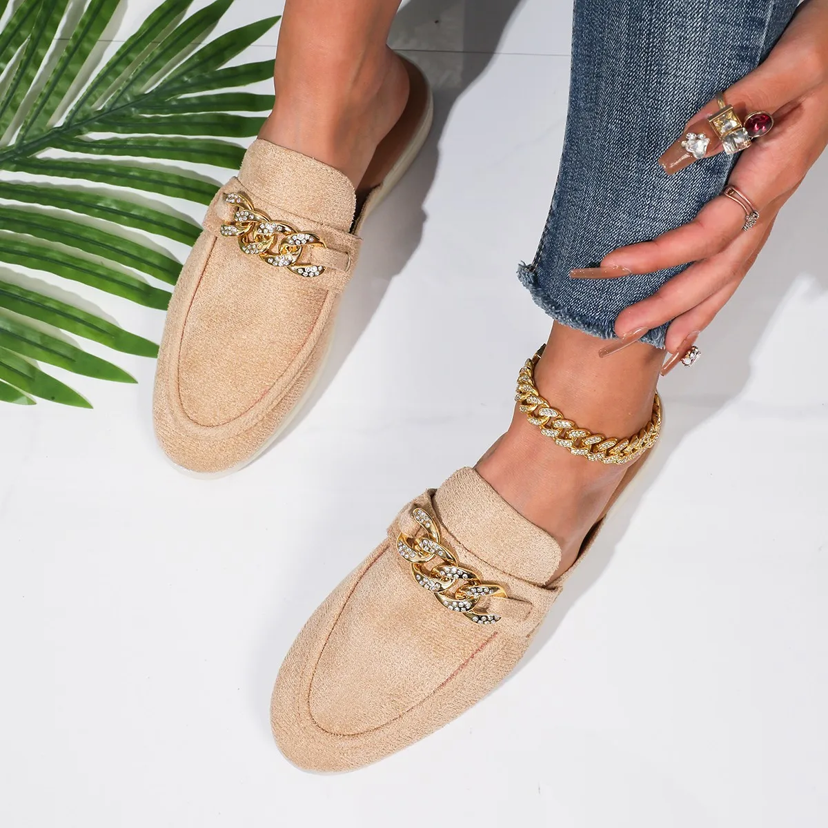 Women's New Spring Casual Shoes, Fashionable Non-Slip Soft Flats Shoes, Comfortable Slip-On Loafers, Lazy Steps, Thick Flats Comfortable Slippers