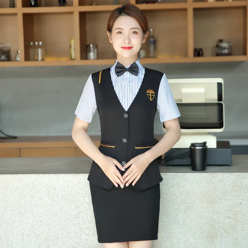 Hotel Catering Waiter Workwear Short-Sleeved Women's Suit Chinese Restaurant Ding Room Tea House Hot Pot Restaurant Summer Cloth