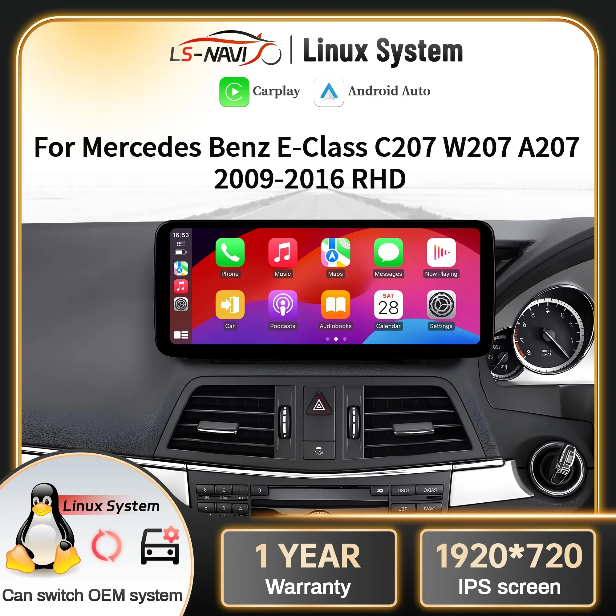 Linux Multimedia Screen Right Hand Drive For Mercedes Benz E-Class C207 W207 A207 2009 2010 2011-2016 Radio Wireless Play