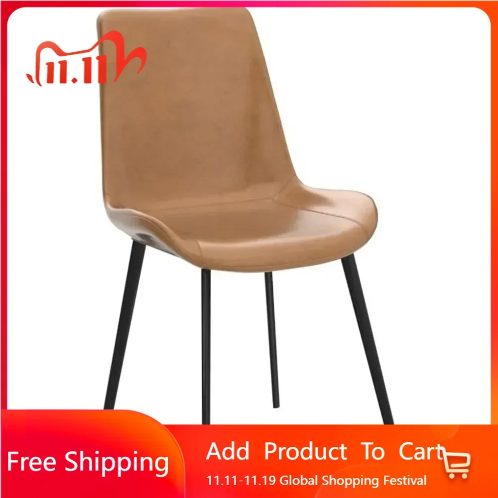 

Modern kitchen and dining chairs 2-piece set, artificial leather cushioned seats, cushioned dining chairs, and sturdy metal legs