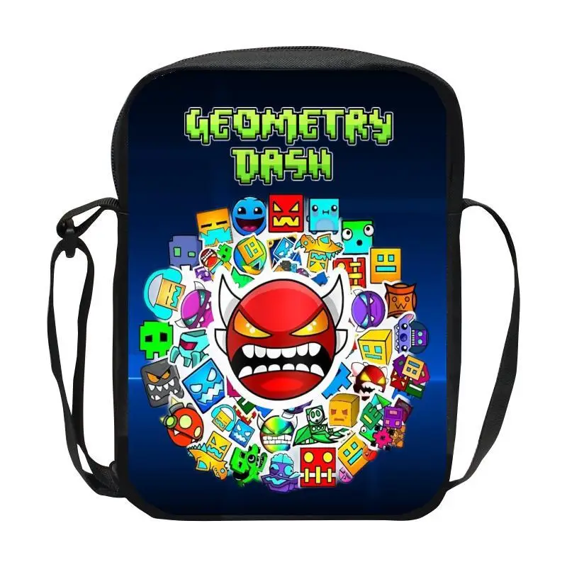 

Детская повседневная сумка через плечо Geometry Dash для мальчиков и девочек, студенческая сумка через плечо