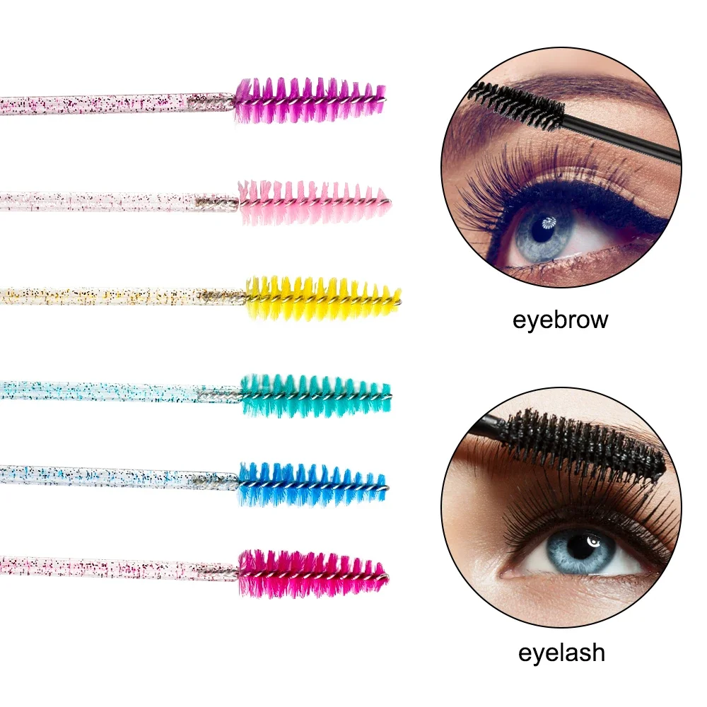 Descartável Crystal Eyelashes Brush Comb, Eye Lashes Extension, Mascara Brushes, Maquiagem, Ferramenta de Beleza Profissional, 50pcs por saco