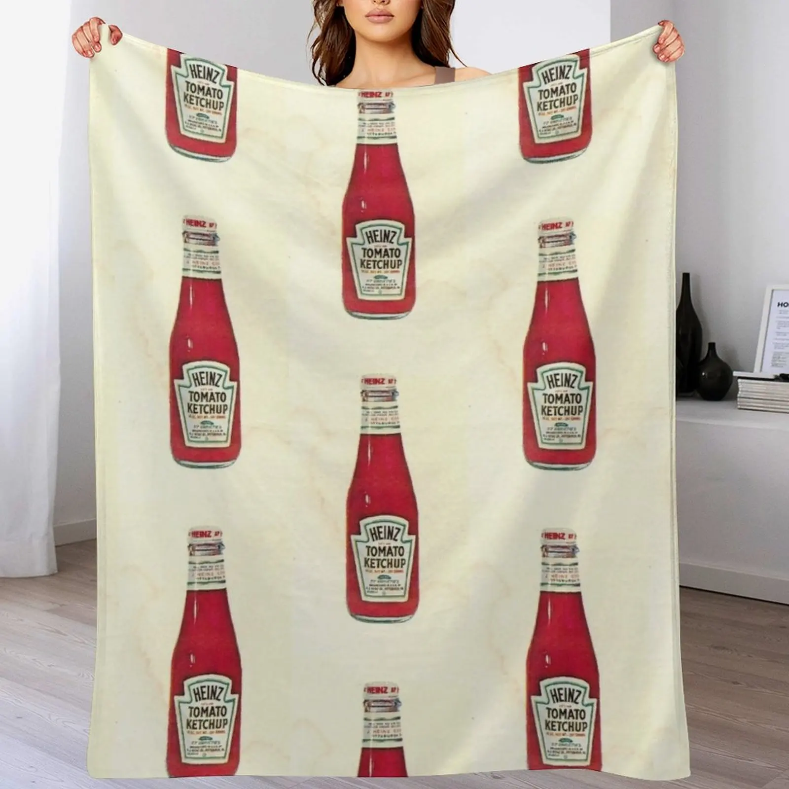 Halftone image of ketchup (catsup) Tomato Ketchup bottle Throw Blanket Moving valentine gift ideas Blankets