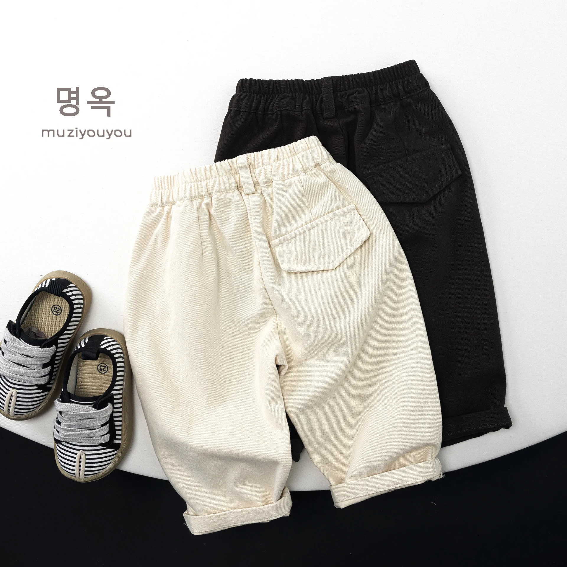 2026 Autumn New Children Cotton Casual Pants Baby Loose Harem Pants Boys Girls Solid Trousers Fashion Kids Clothes 2
