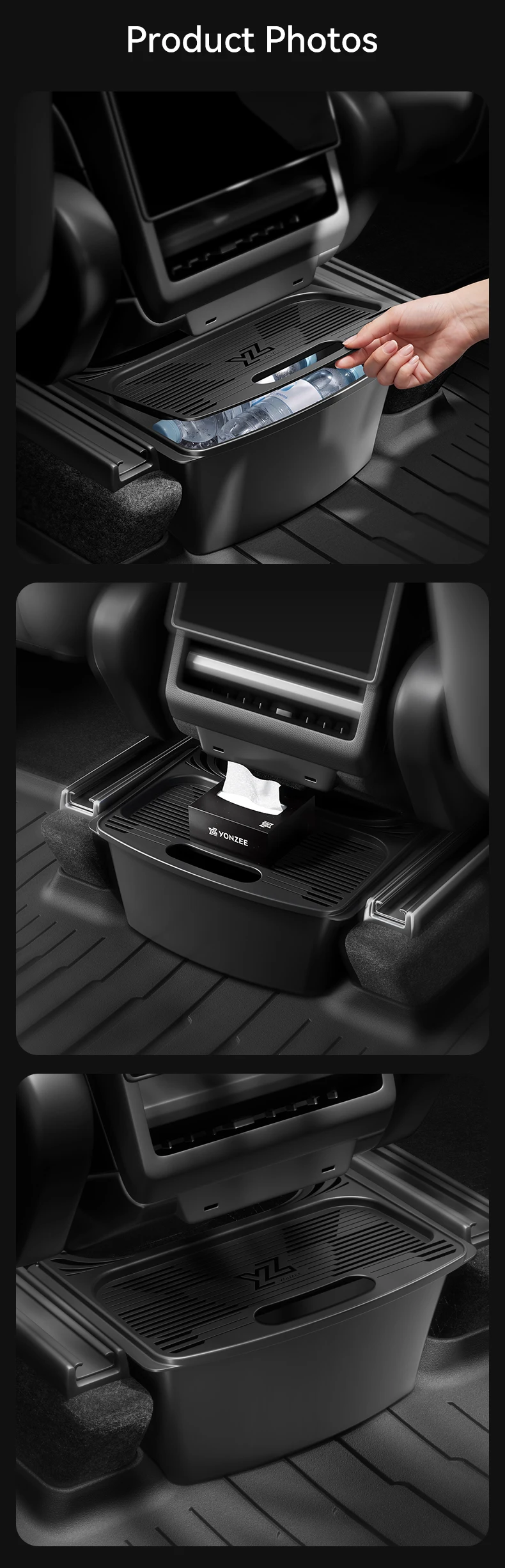 YZ Für Tesla Aufbewahrungsbox Modell Y Juniper 3 Highland Hintere Mittelkonsole Magnetisch 2026 Auto-Rücksitz-Organizer Mülleimer Auto-Zubehör – Detail 14