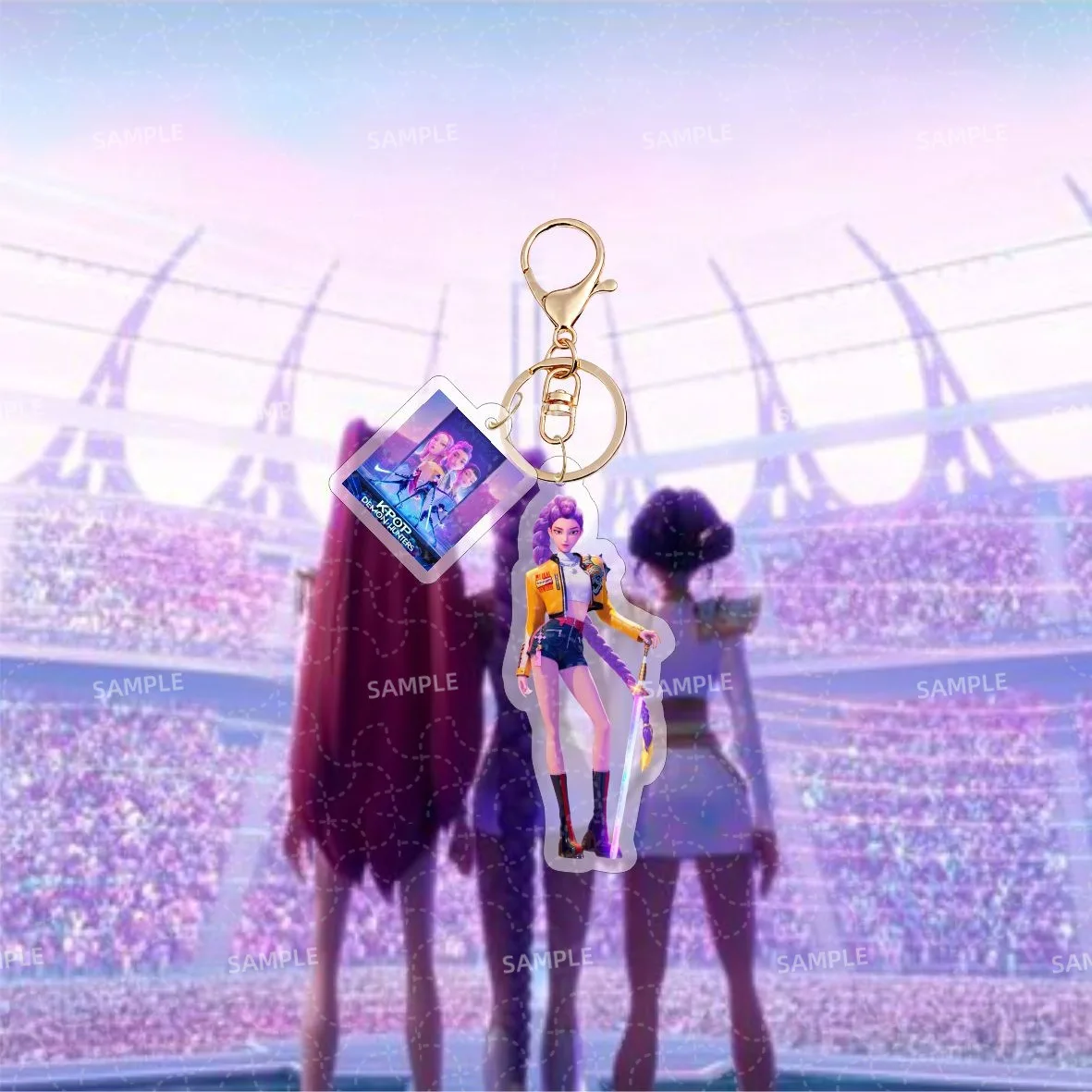 KPOP شيطان الصيادين سلسلة مفاتيح مصنوعة من الأكريليك الرسمية ميرش على الوجهين حقيبة سحر هدية لمحبي أنيمي كيرينغ تحصيل الإكسسوارات لطيف