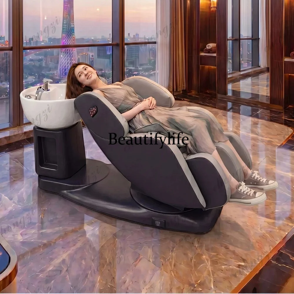 Intelligent high-end hair care chair rotating massage flush bed multi-functional electric shampoo bed beauty shop
