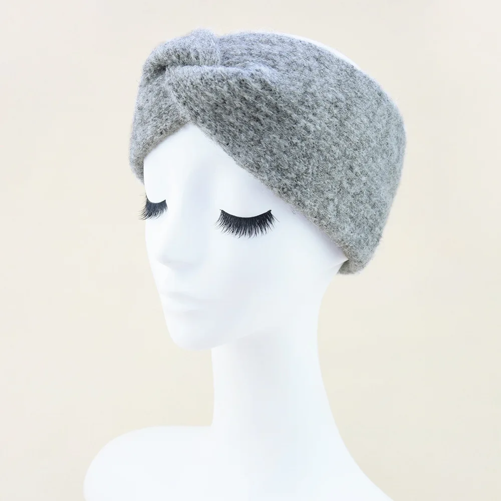 手作りカシミヤクロスノットヘッドバンド、クロスノットヘッドバンド、厚手、幅、ニット、ストレッチ、ヘアバンド、ターバン、暖かく、柔らかく、滑らか、冬、2024