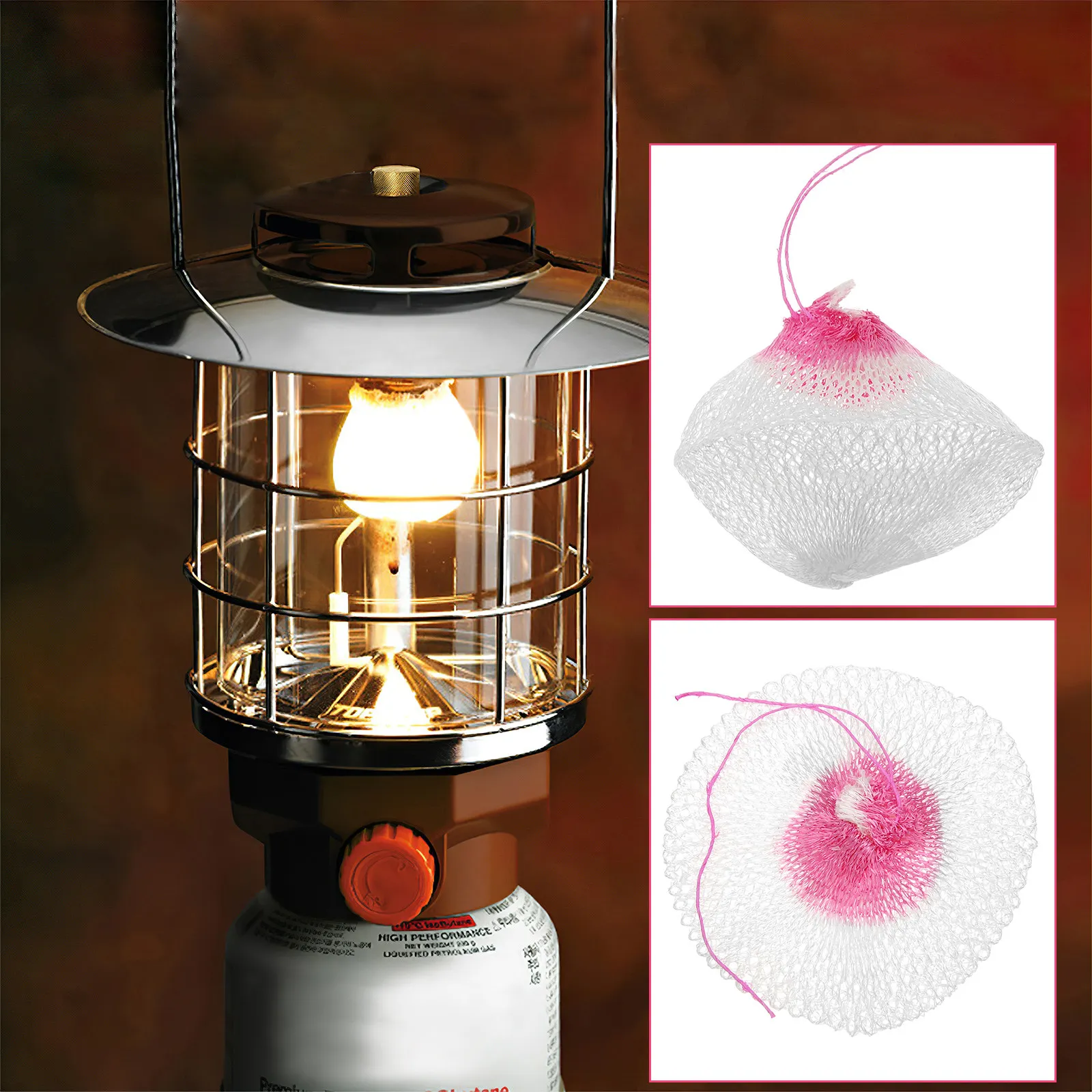 10pcs Wick Fireproof Fabric Durable Gas Lamp Mantles Outdoor Camping Lantern Accessories Foldable Rayon Wicks Storage