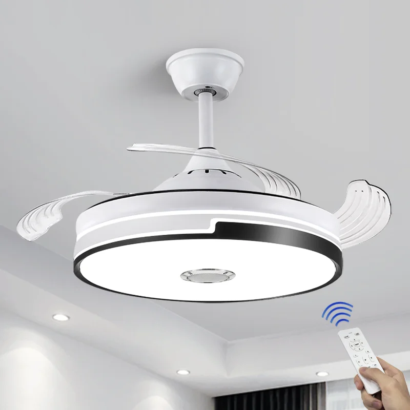 modern residential dimmable led ceiling fan light luxury ceiling fan with light and bluetooth speaker