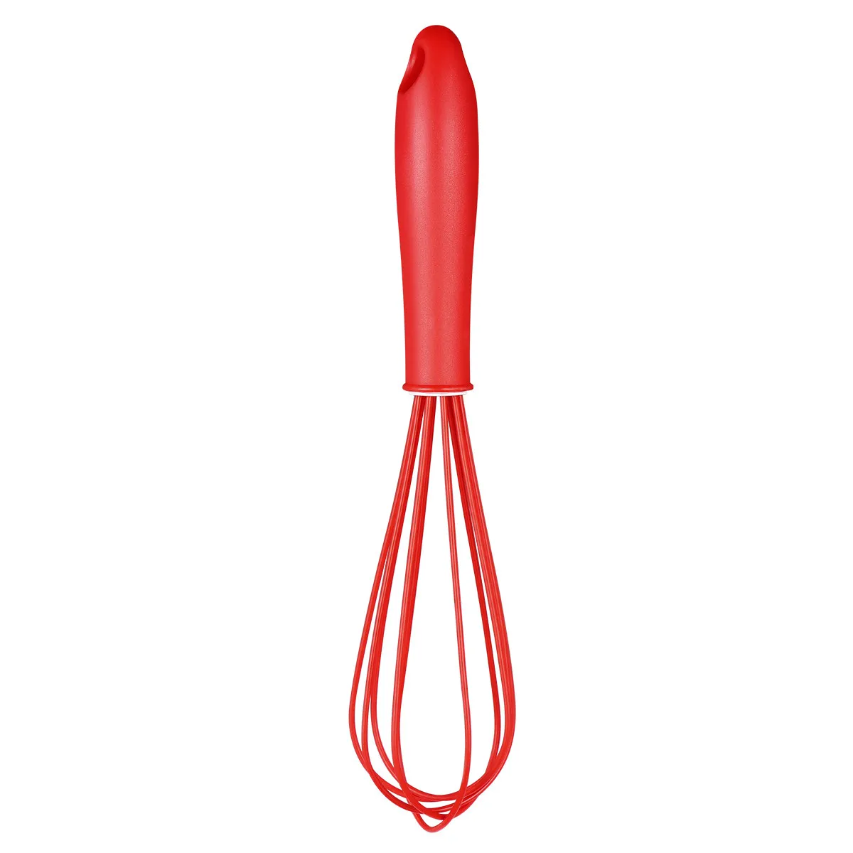 Silicone Egg Whisk Hand Mixer 10 Inches Non Slip Handle Balloon Whisk Kitchen Tool for Beating Eggs Stirring Batter Red