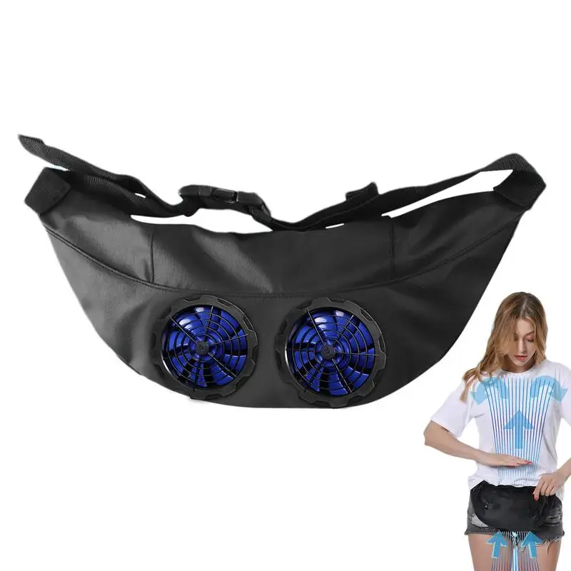 Waist Fan Mini Waist Fan Fanny Pack USB Powered Powerful Airflow Mini Waist Fan Wearable Personal Fan Hands-Free Portable Body