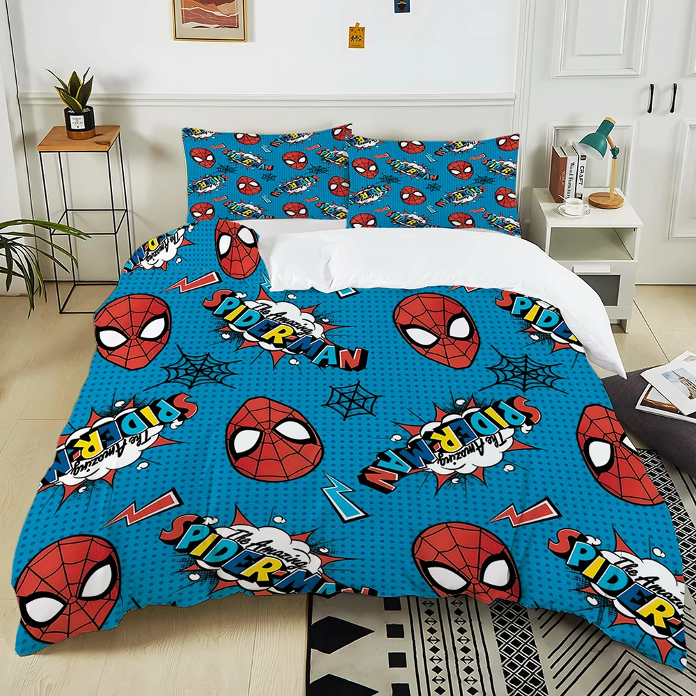 Imagem -03 - Marvel Spider-man Conjunto de Cama para Adultos e Crianças Luxury Bed Comforter Capa de Edredão Fronhas Gift 3pc 1