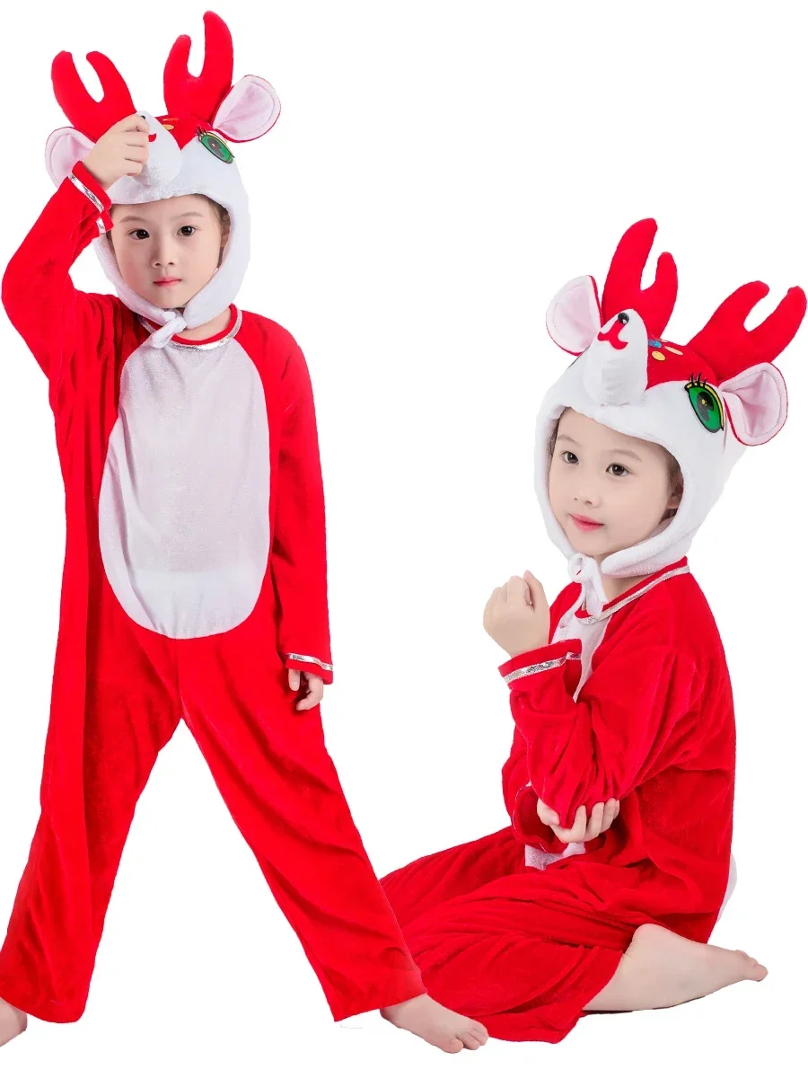 New Christmas Children\'s Cosplay Reindeer Performance Costumes Kids Halloween Cosplay Animal Deer Dance Performance Costumes