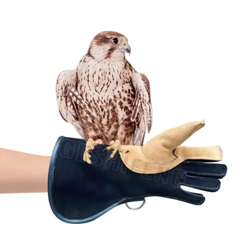 Thick Cow Leather Falconry Training Gloves, Anti Bite Anti Scratch Protective Gloves for Eagle Hawk Bird Hunting