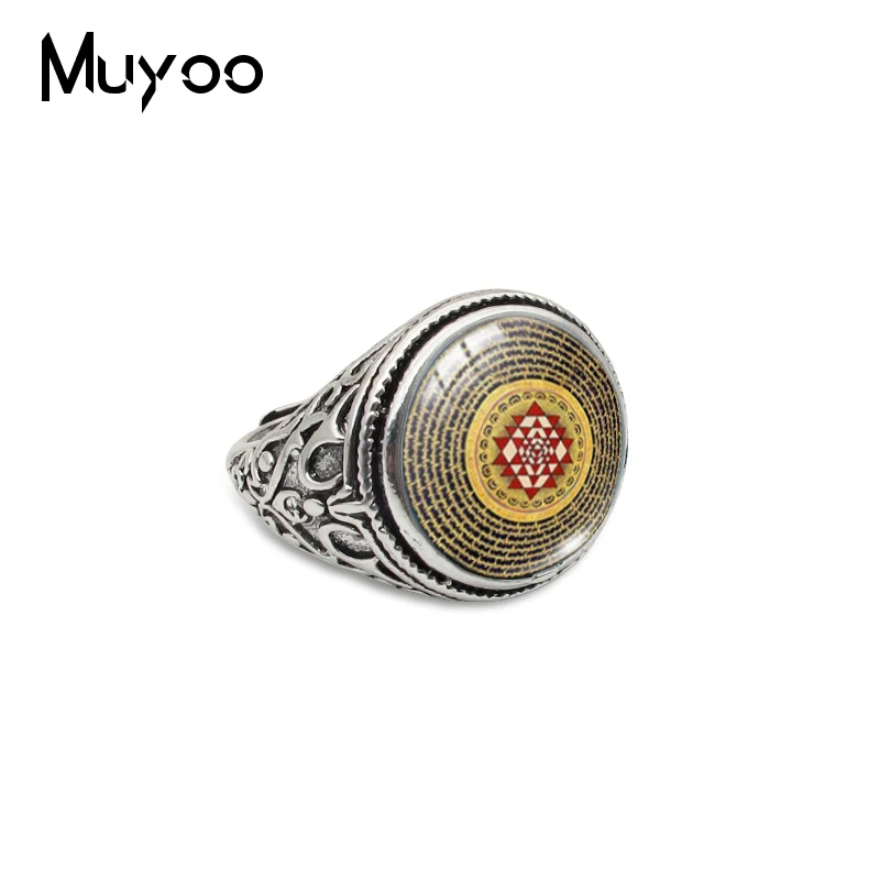 New Arrival Chakra Spiritual Buddhist Yoga Mandala Antique Rings Sacred Geometry Sri Yantra Meditation Jewelry Adjustable Rings