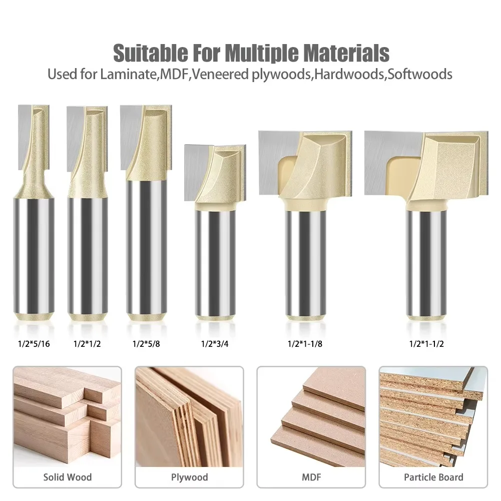 Professional Grade 6mm 12mm Shank Milling Cutter for Wood,Carbide Router Bit Cleaning Bottom Bit Woodwork Tool Set Fresa